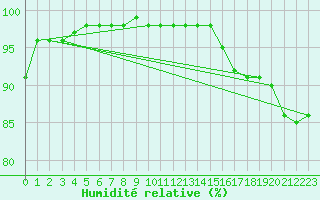 Courbe de l'humidit relative pour Saint-Amans (48)