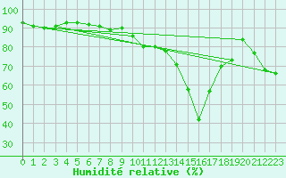 Courbe de l'humidit relative pour Plussin (42)