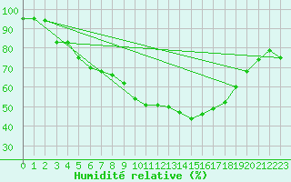 Courbe de l'humidit relative pour Saint-Amans (48)