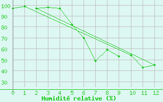 Courbe de l'humidit relative pour Leivonmaki Savenaho