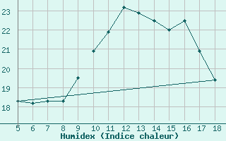 Courbe de l'humidex pour Guidonia