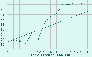 Courbe de l'humidex pour M. Calamita