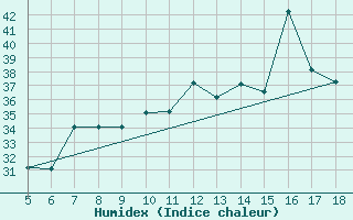 Courbe de l'humidex pour M. Calamita