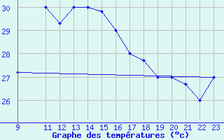 Courbe de tempratures pour Wide Awake Field Ascension Island