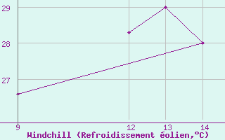 Courbe du refroidissement olien pour Wide Awake Field Ascension Island