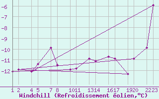 Courbe du refroidissement olien pour Seljalandsdalur - skaskli