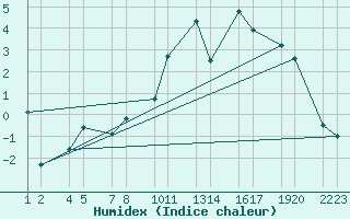 Courbe de l'humidex pour Veidivatnahraun