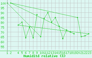 Courbe de l'humidit relative pour Fjaerland Bremuseet