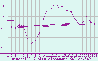 Courbe du refroidissement olien pour Manschnow