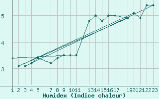 Courbe de l'humidex pour Snezka