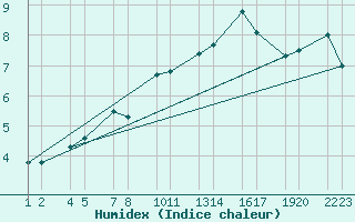 Courbe de l'humidex pour Skagat