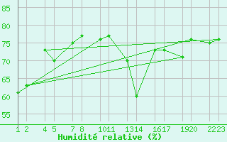 Courbe de l'humidit relative pour Seljalandsdalur - skaskli