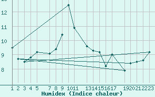 Courbe de l'humidex pour la bouée 62081