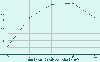 Courbe de l'humidex pour Citeko / Puncak