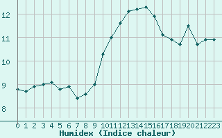 Courbe de l'humidex pour Bingley