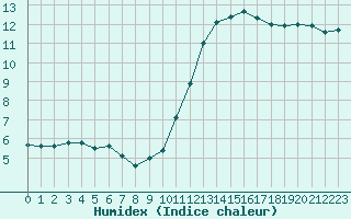 Courbe de l'humidex pour Lyon - Bron (69)