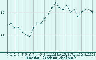 Courbe de l'humidex pour Roches Point