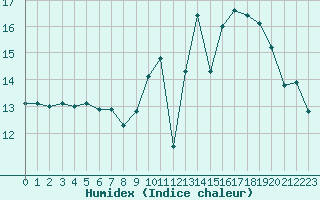 Courbe de l'humidex pour Nonaville (16)