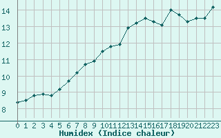 Courbe de l'humidex pour Dieppe (76)