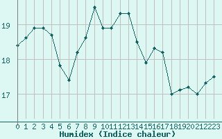 Courbe de l'humidex pour Cabo Carvoeiro