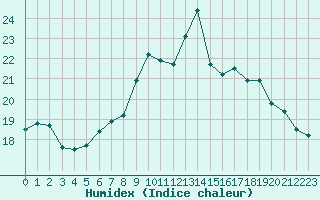 Courbe de l'humidex pour Strathallan