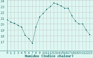 Courbe de l'humidex pour Tarifa