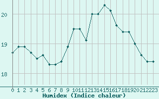 Courbe de l'humidex pour Ouessant (29)