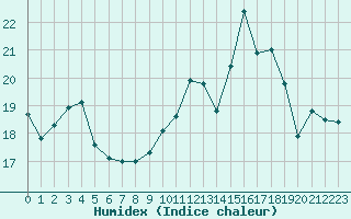 Courbe de l'humidex pour Lige Bierset (Be)