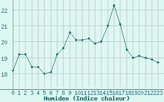 Courbe de l'humidex pour Cap de la Hve (76)