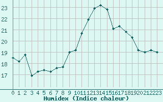 Courbe de l'humidex pour Brion (38)