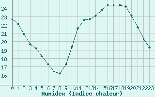 Courbe de l'humidex pour Cognac (16)