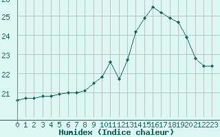 Courbe de l'humidex pour Ernage (Be)