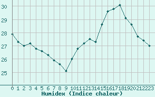 Courbe de l'humidex pour Pau (64)