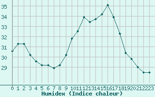 Courbe de l'humidex pour Biscarrosse (40)