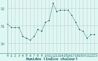 Courbe de l'humidex pour Ste (34)