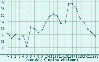 Courbe de l'humidex pour Ile du Levant (83)