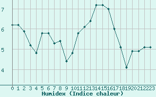 Courbe de l'humidex pour Muret (31)