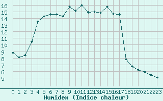 Courbe de l'humidex pour Saint-Pierre-Les Egaux (38)