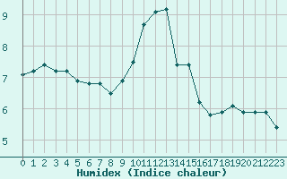 Courbe de l'humidex pour Amiens - Dury (80)
