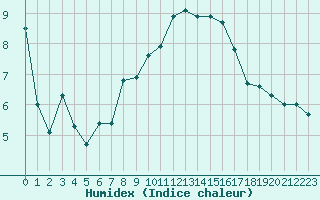 Courbe de l'humidex pour Liesek