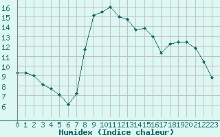 Courbe de l'humidex pour Vieste