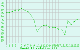 Courbe de l'humidit relative pour Ajaccio - Campo dell'Oro (2A)