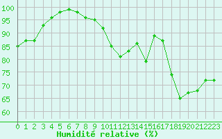 Courbe de l'humidit relative pour Saint-Georges-Reneins (69)