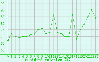 Courbe de l'humidit relative pour Mont-Aigoual (30)