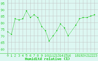 Courbe de l'humidit relative pour Ile du Levant (83)