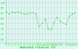 Courbe de l'humidit relative pour Bellefontaine (88)