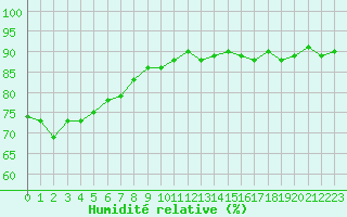 Courbe de l'humidit relative pour Violay (42)