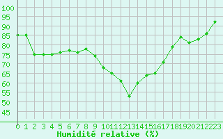 Courbe de l'humidit relative pour Elzach-Fisnacht