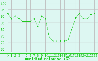 Courbe de l'humidit relative pour Cap de la Hague (50)