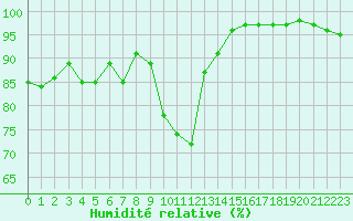 Courbe de l'humidit relative pour Ineu Mountain